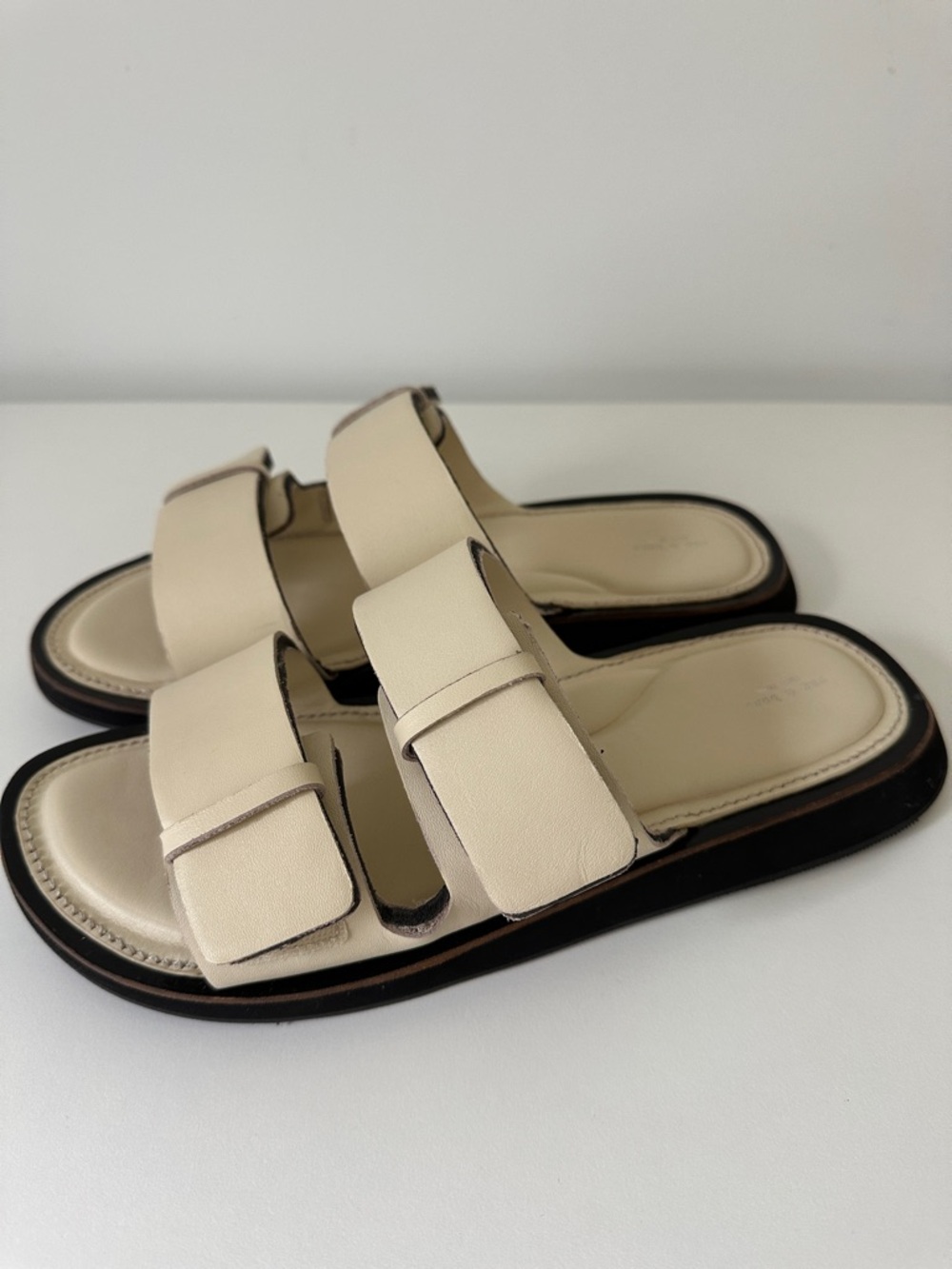 Rag & Bone Cream Slide Sandals with Adjustable Straps